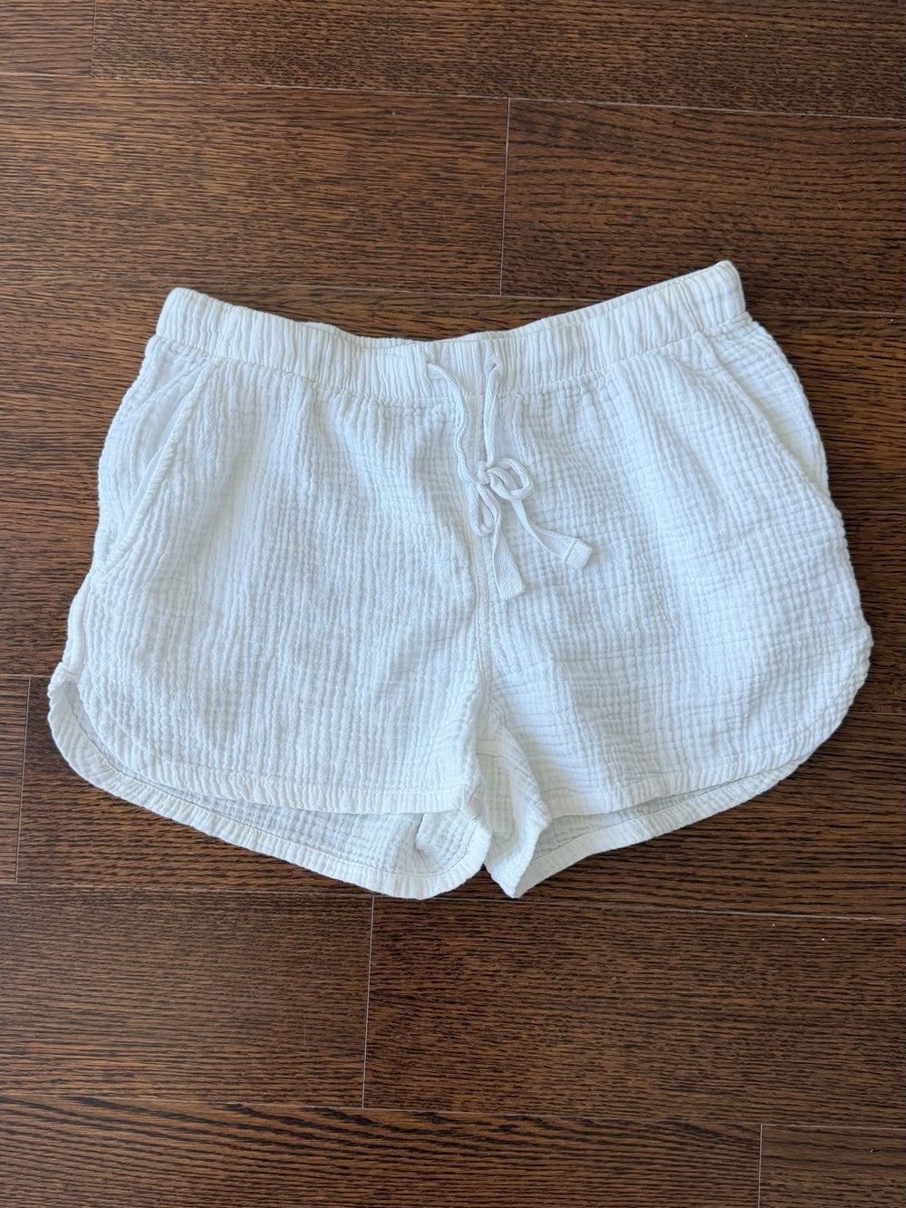 White Cotton Drawstring Shorts